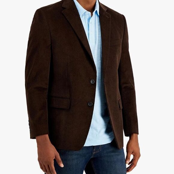 Club Room Men's Corduroy Sport Coat Black 44L (XL) Classic-Fit / Two but… - Picture 1 of 5